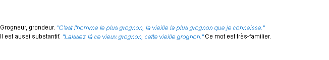 Définition grognon ACAD 1835