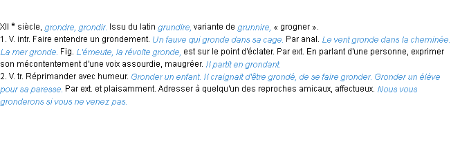 Définition gronder ACAD 1986