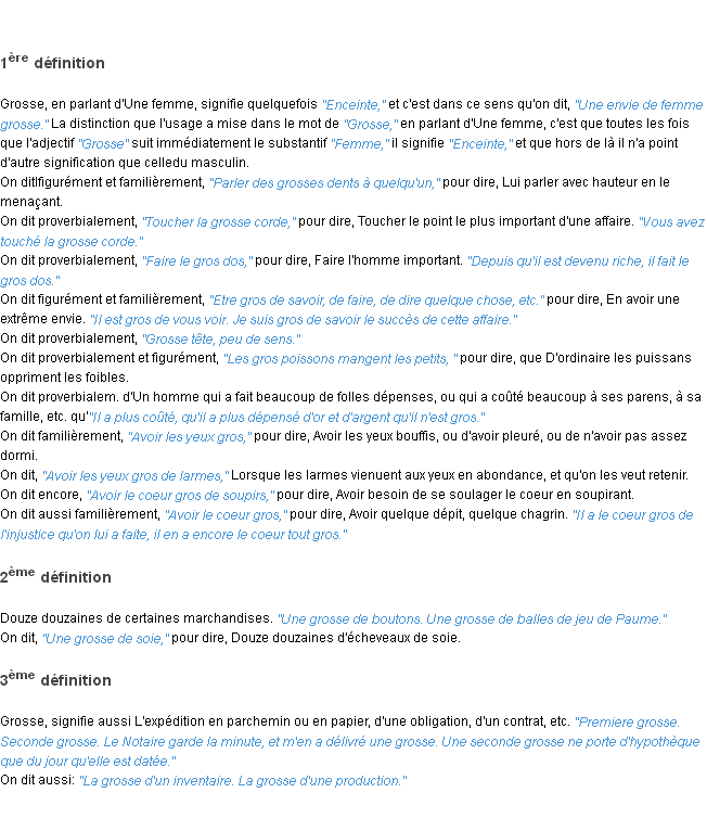 Définition grosse ACAD 1798