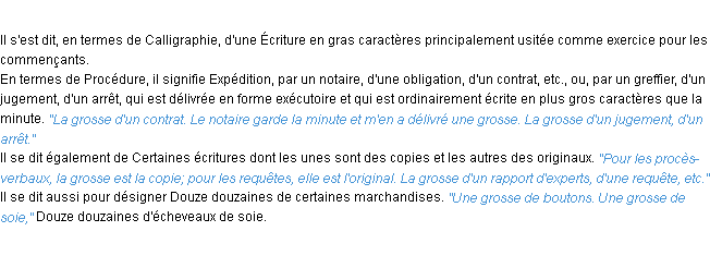 Définition grosse ACAD 1932