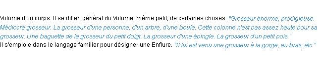 Définition grosseur ACAD 1932