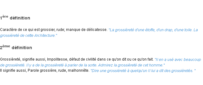 Définition grossièreté ACAD 1798
