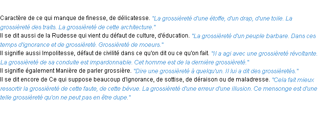 Définition grossièreté ACAD 1932