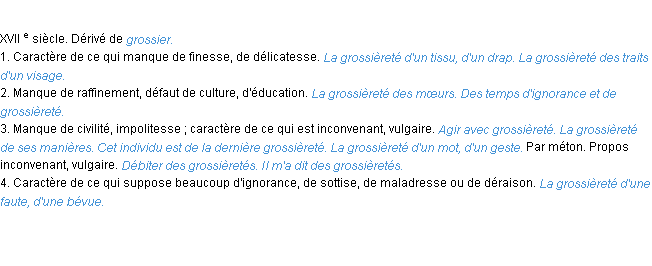 Définition grossièreté ACAD 1986