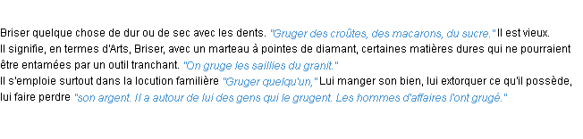 Définition gruger ACAD 1932