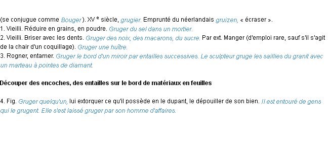 Définition gruger ACAD 1986