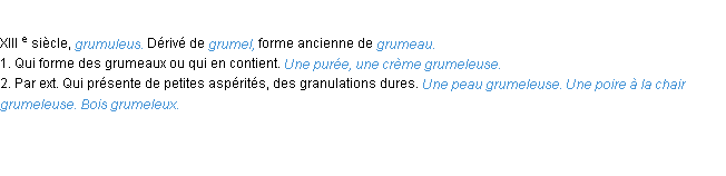 Définition grumeleux ACAD 1986