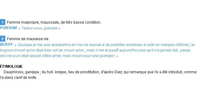 Définition guenipe Emile Littré