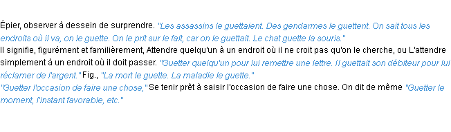 Définition guetter ACAD 1932