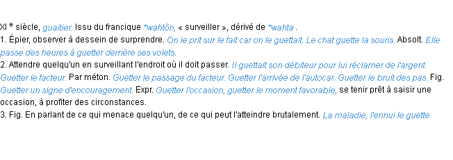 Définition guetter ACAD 1986