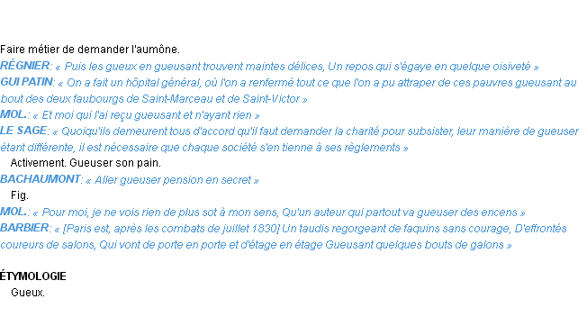 Définition gueuser Emile Littré