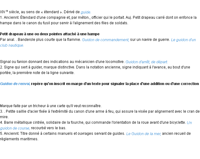 Définition guidon ACAD 1986