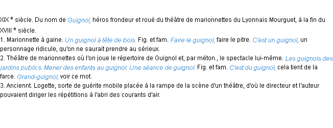 Définition guignol ACAD 1986