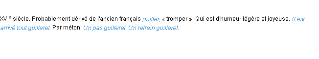 Définition guilleret ACAD 1986