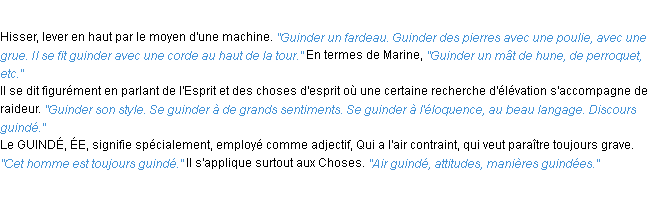 Définition guinder ACAD 1932