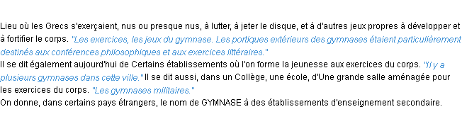 Définition gymnase ACAD 1932