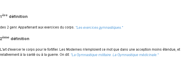 Définition gymnastique ACAD 1798