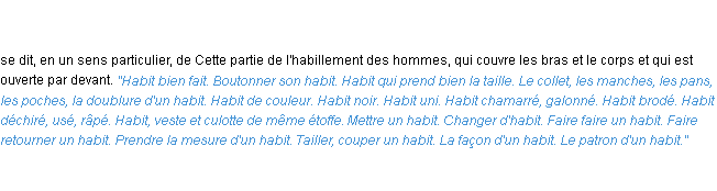 Définition habit ACAD 1835