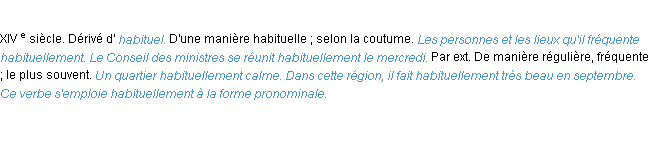 Définition habituellement ACAD 1986