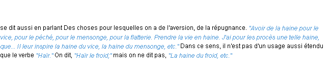 Définition haine ACAD 1835