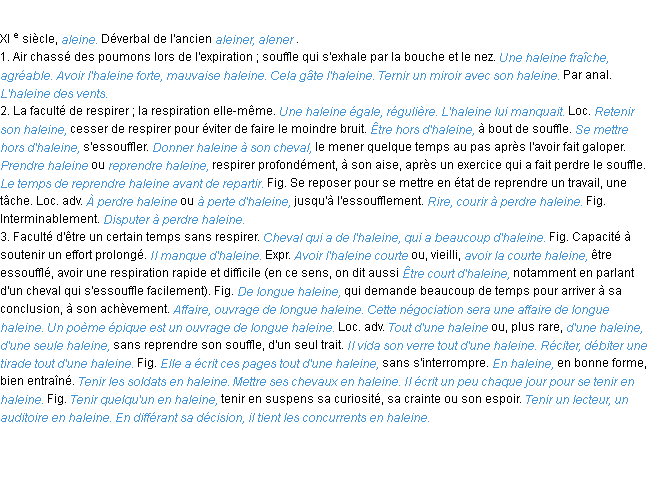 Définition haleine ACAD 1986