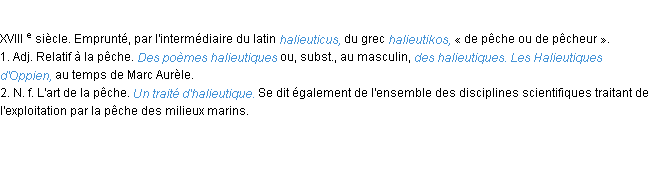 Définition halieutique ACAD 1986