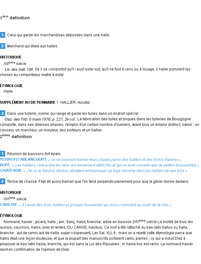 Définition hallier Emile Littré