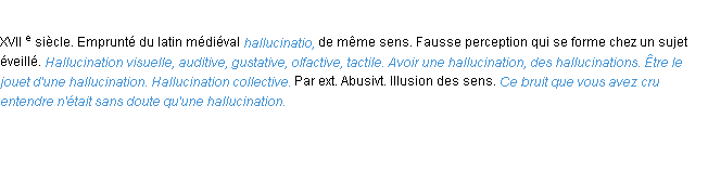 Définition hallucination ACAD 1986