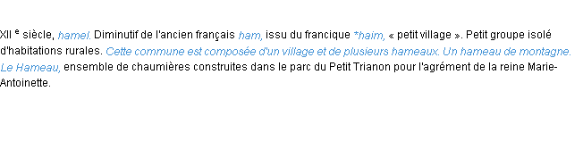 Définition hameau ACAD 1986