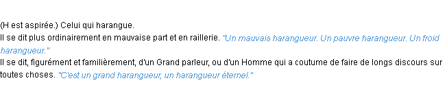 Définition harangueur ACAD 1932