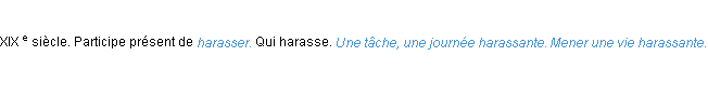 Définition harassant ACAD 1986