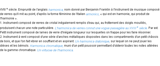 Définition harmonica ACAD 1986