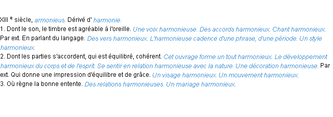 Définition harmonieux ACAD 1986