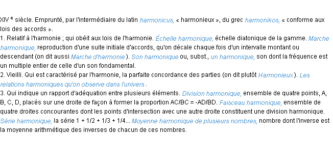 Définition harmonique ACAD 1986