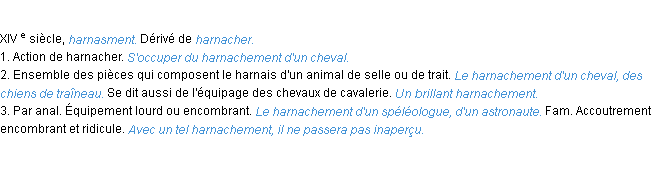 Définition harnachement ACAD 1986