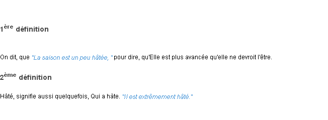 Définition hâte ACAD 1798