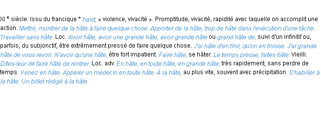 Définition hâte ACAD 1986