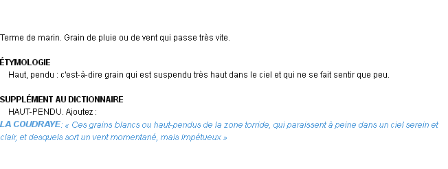 Définition haut-pendu Emile Littré