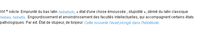 Définition hébétude ACAD 1986