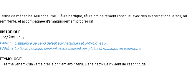 Définition hectique Emile Littré