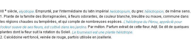 Définition héliotrope ACAD 1986
