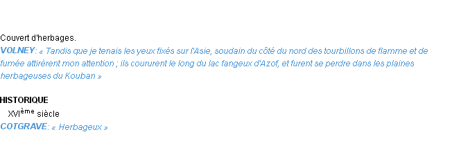 Définition herbageux Emile Littré