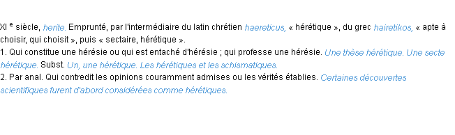 Définition hérétique ACAD 1986