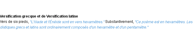 Définition hexamètre ACAD 1932