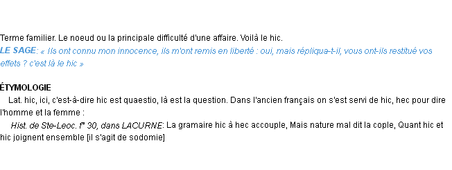 Définition hic Emile Littré