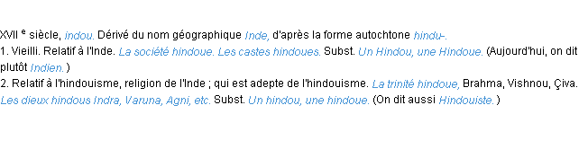 Définition hindou ACAD 1986