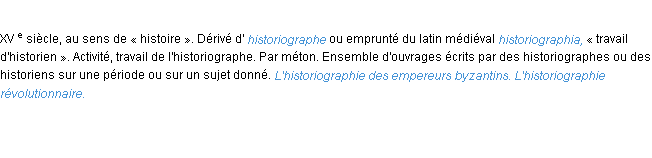 Définition historiographie ACAD 1986