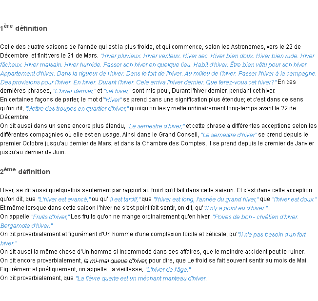 Définition hiver ACAD 1798