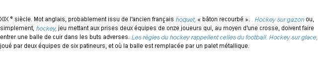 Définition hockey ACAD 1986