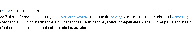 Définition holding ACAD 1986